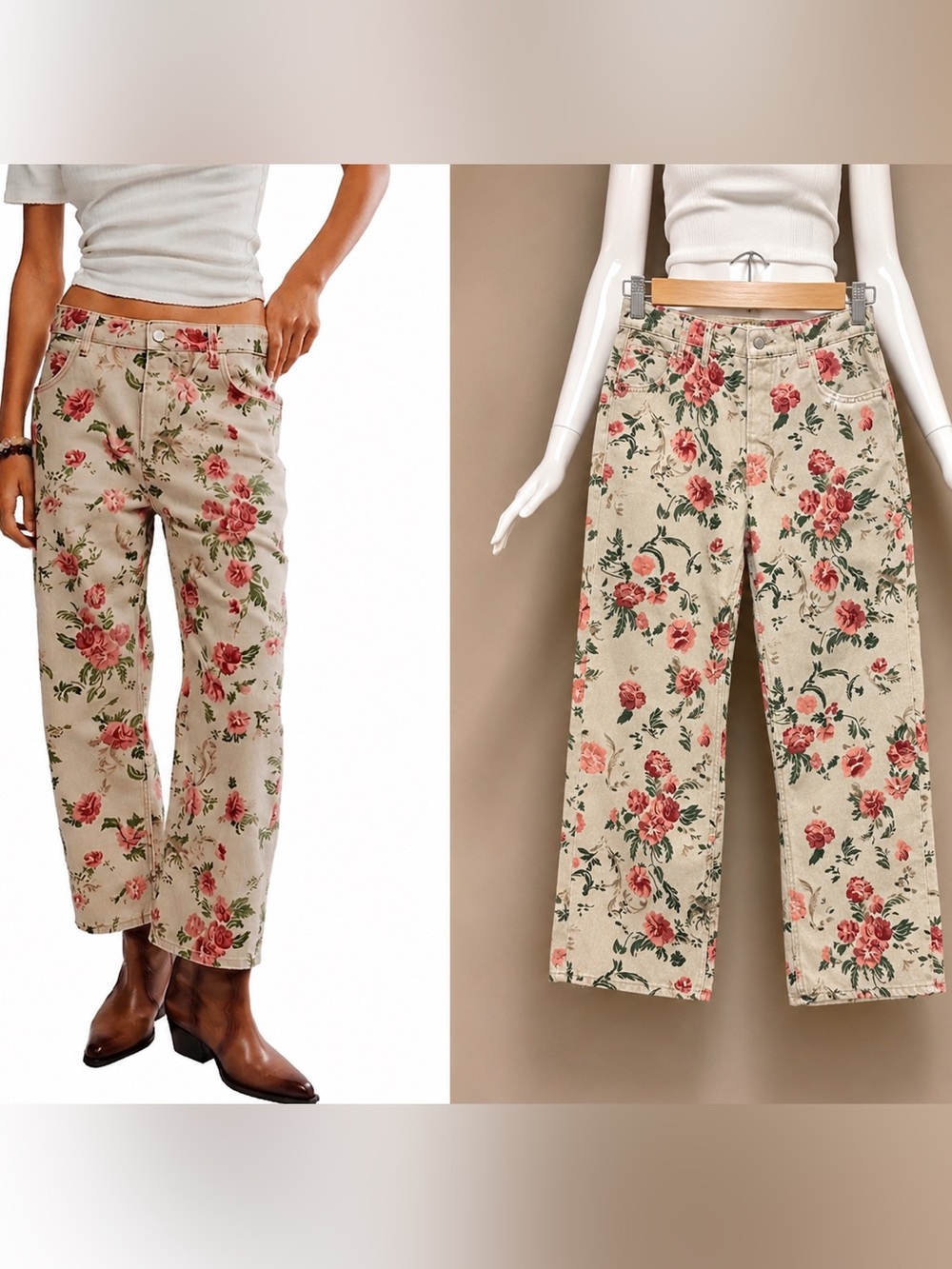 🌺 Free People We The Free Floral Printed Jeans Size 26 NWT